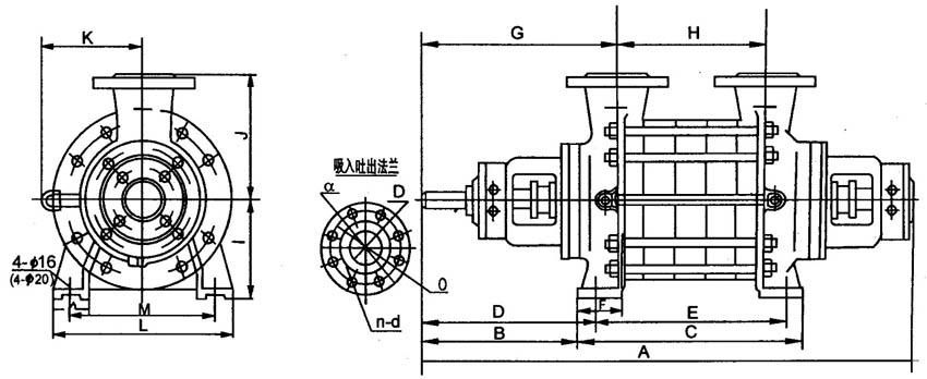 2.5GC-3.5、4GCGC型臥式多級離心泵外型尺寸圖